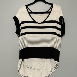 Kaileigh Black and White Striped Short Sleeve Tee